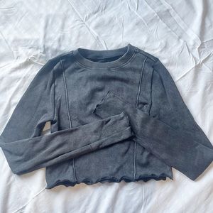 Forever 21 /Active Seamless Mineral Wash Long Sleeve Crop Top / Small / Charcoal